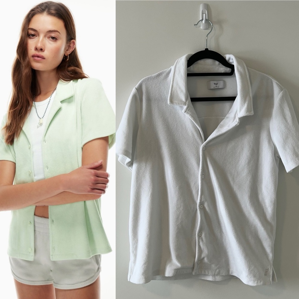 Aritzia Short Sleeve Button-Up Top